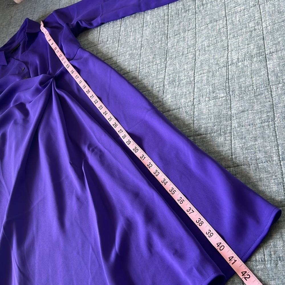 J. JILL WEAREVER COLLECTION Twist Front Midi Length Shirt Dress in Purple | M - Picture 10 of 11